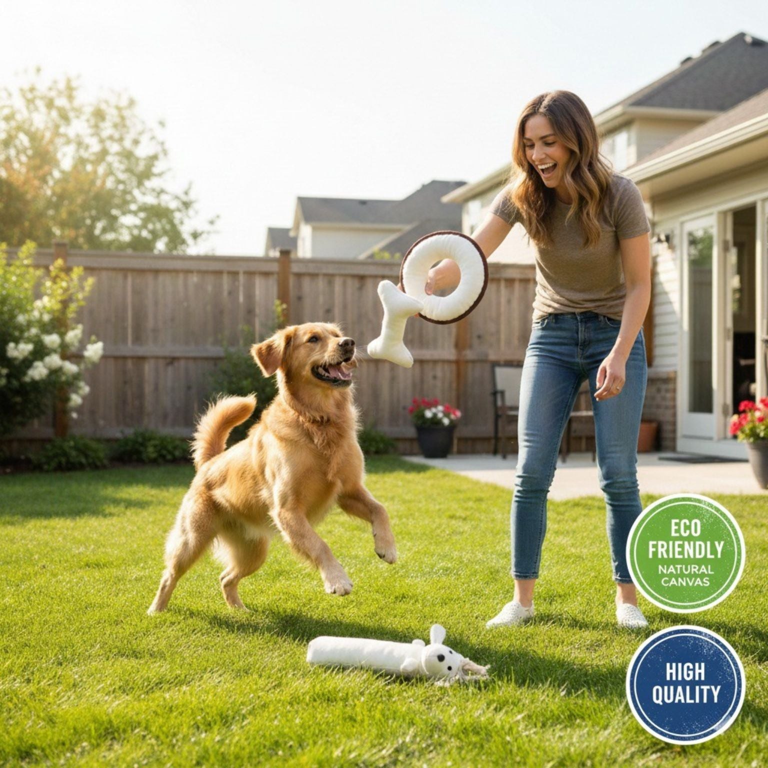 Dog Toy Variety Pack – Squeaky Canvas Set Harry the Hound, T-Bone & Disk