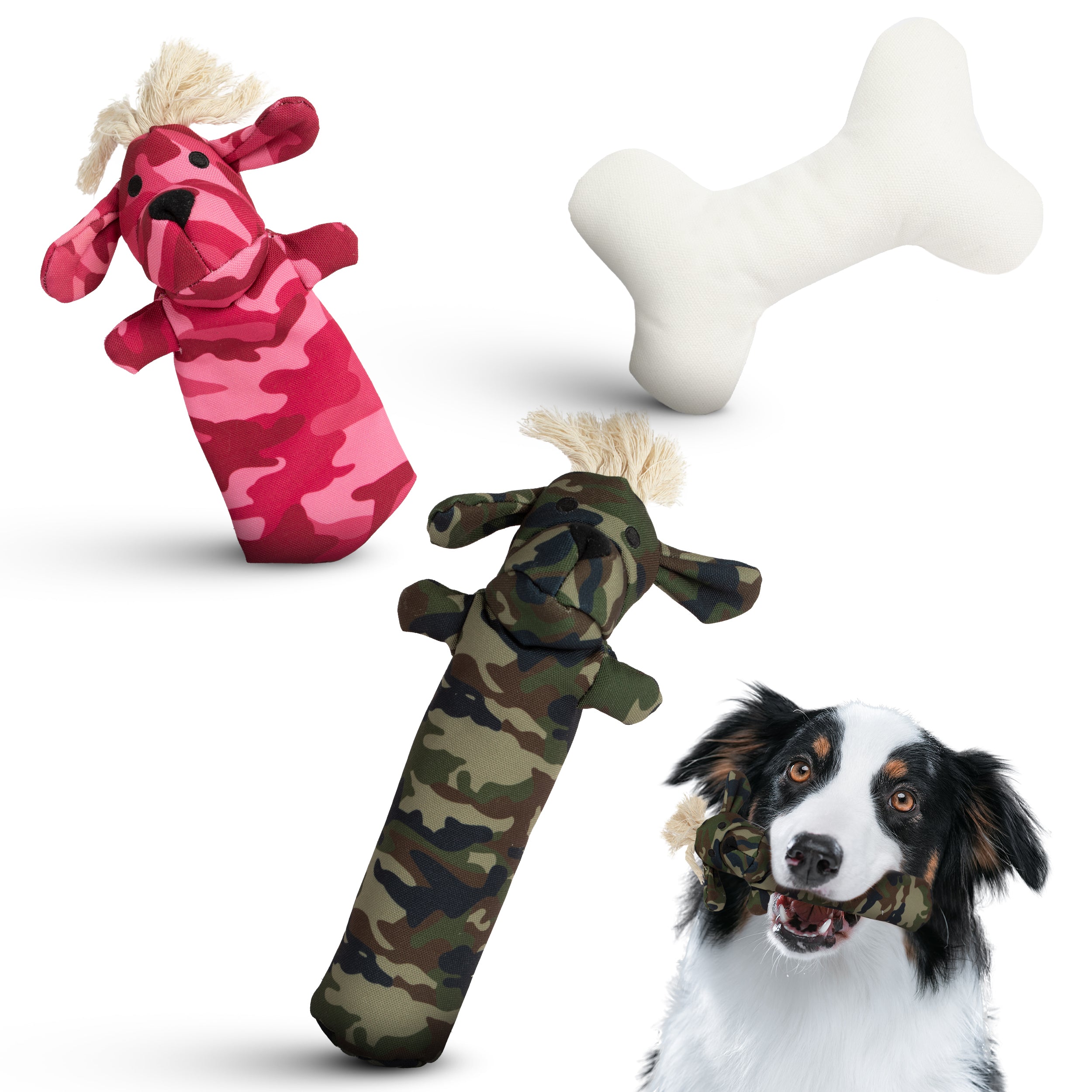3pc Pata Pal Pet-Safe Dog Toys, Sarge, Pinky & T-Bone, Dog Chew Toy Set | Sustainable, Eco-Friendly & Tested Child-Safe
