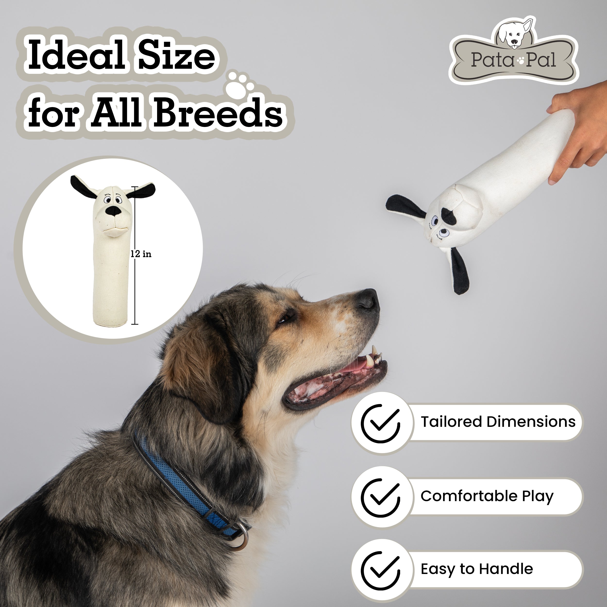 Pata Pal Sustainable Dog Chew Toy, Harry The Hound w/ Squeaker, Eco-Friendly & Tested Child-Safe