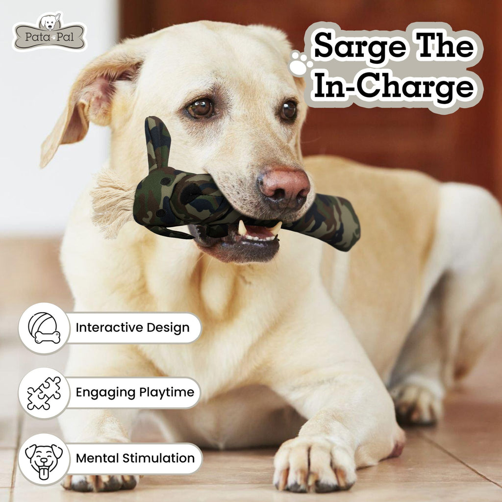 Pata Pal Eco-Friendly Pet Toy, Sarge Dog Chew Toy w/ Squeaker, Sustainable, Tested Child-Safe