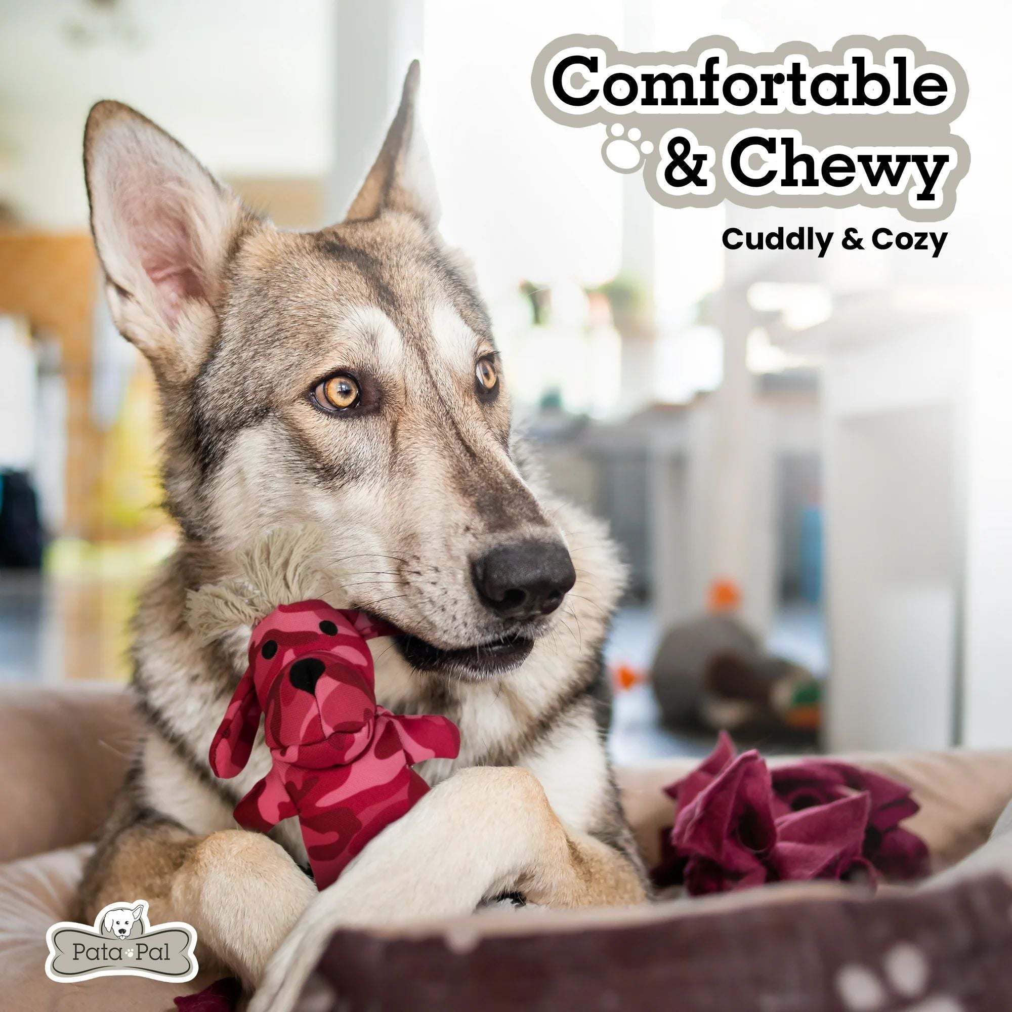 Pata Pal Sustainable Pet Toy, Pinky Camo Crinkle Dog & Cat Toy, Eco-Friendly & Child-Safe, Non-Toxic