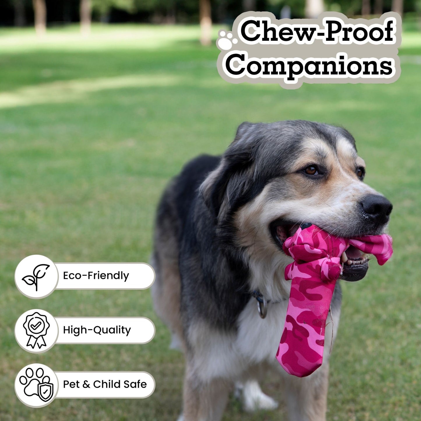 Safe Squeaky Dog and Cat Toy Cotton Canvas Chew -Pinky