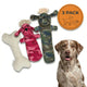 Durable Squeaky Dog Toy Set – Canvas Chew Toys Sarg, T-Bone & Pinky