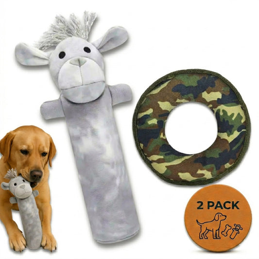 Dog Toy Set – Canvas Fetch & Chew Toys Camo Disk & Labby-Do