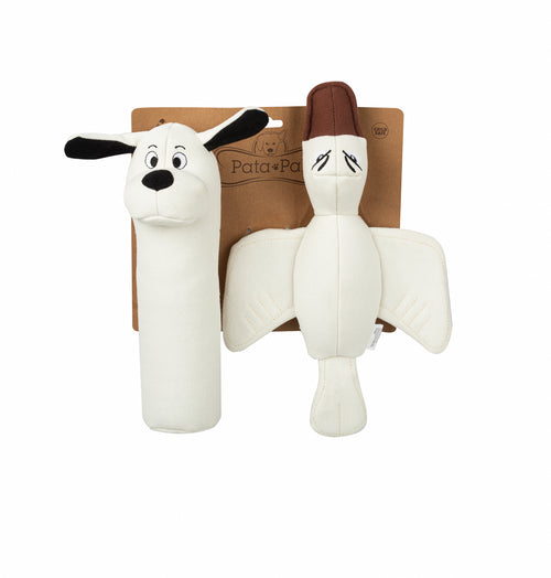 2pc Pata Pal Eco-Friendly Dog Toys, Ducky & Dawgy Pet Chew Toy Set, Sustainable, Tested Child-Safe Puppy Toy